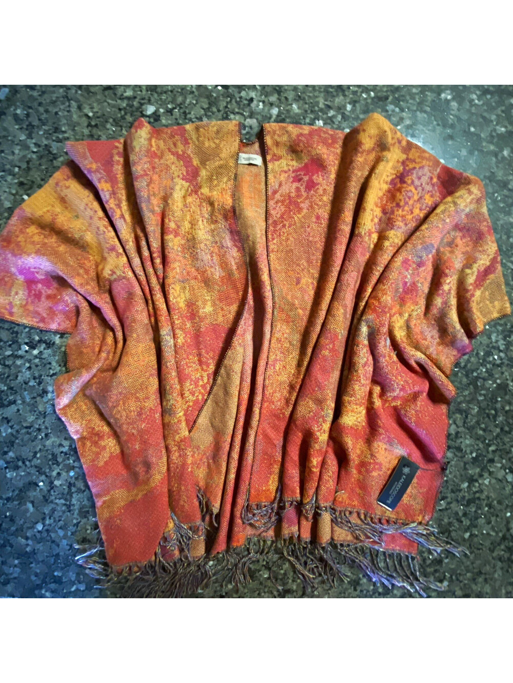 Kaleidoscope Accessories Women’s Fringe Shawl/Wrap Orange Red Purple